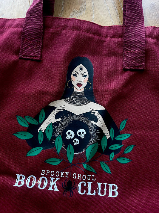 SPOOKY GHOUL CLUB BOOK BAG, CHERRY.