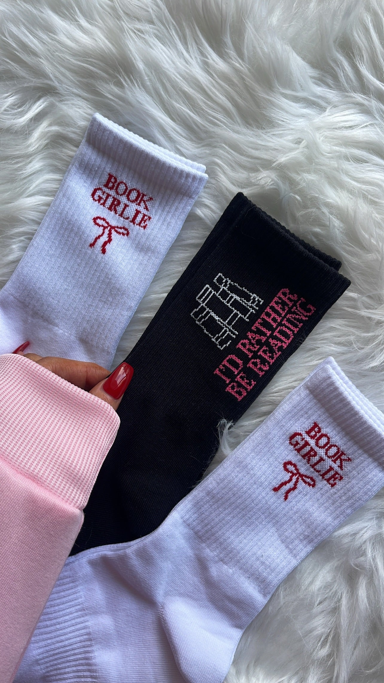 "RATHER BE READING", BLACK BOOK SOCKS