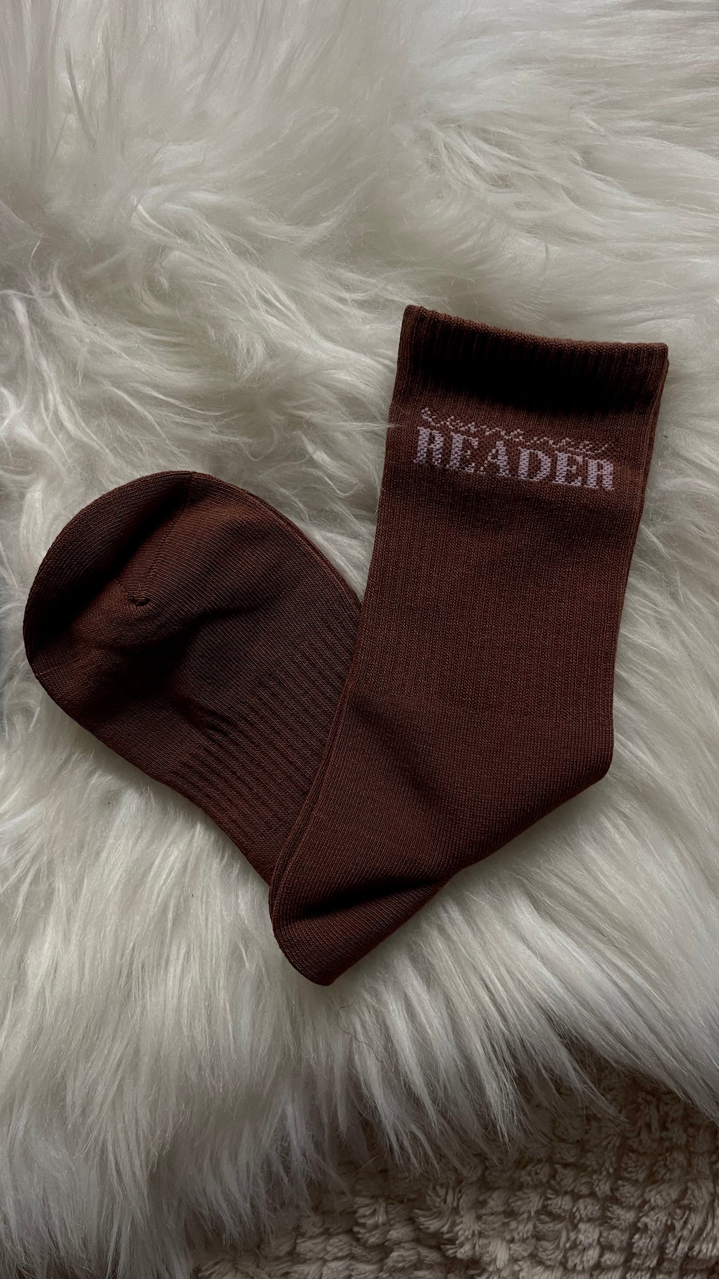 CHOC BROWN ROMANCE READER SOCKS