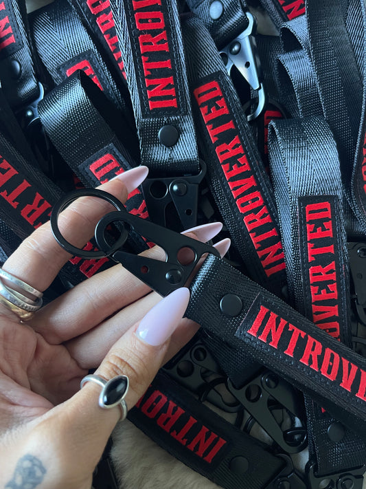 RED INTROVERTED KEYCHAIN LANYARD