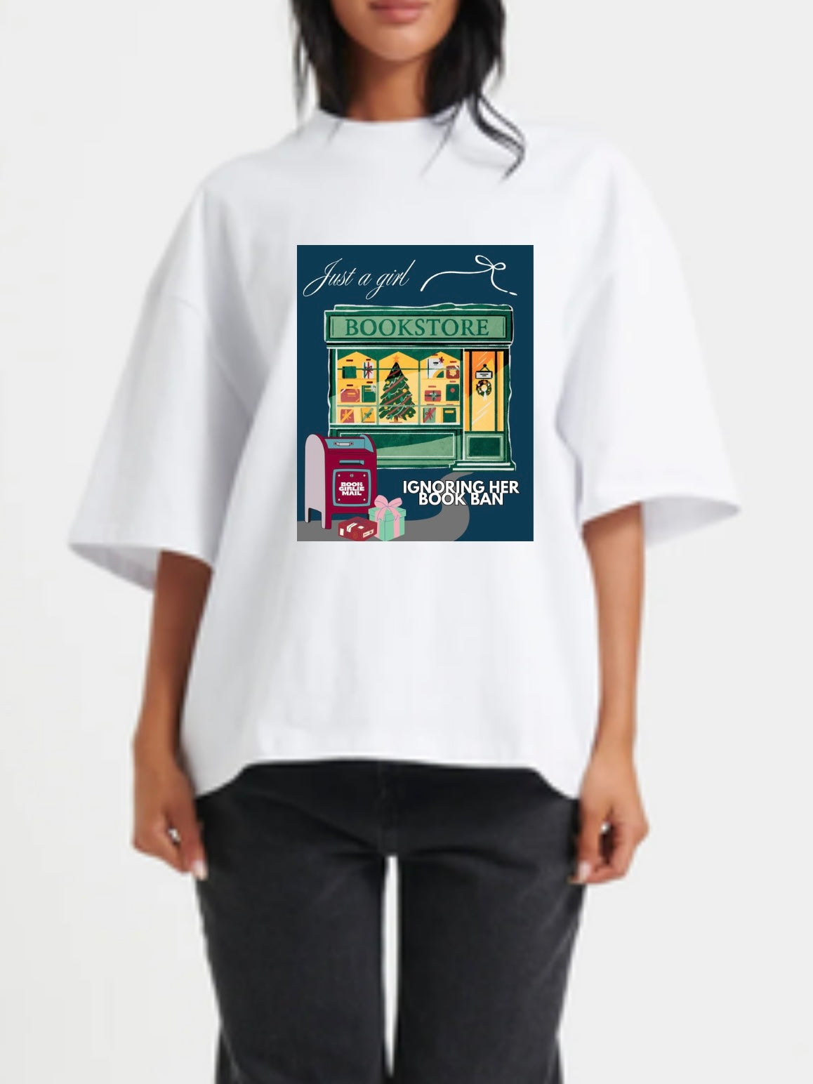 WHITE BOOKSTORE TEE, Bookmas TBR