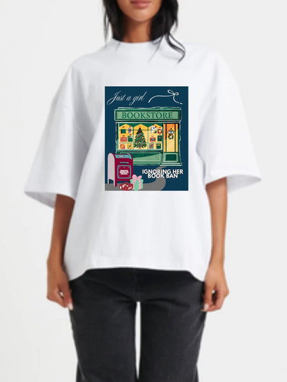WHITE BOOKSTORE TEE, Bookmas TBR