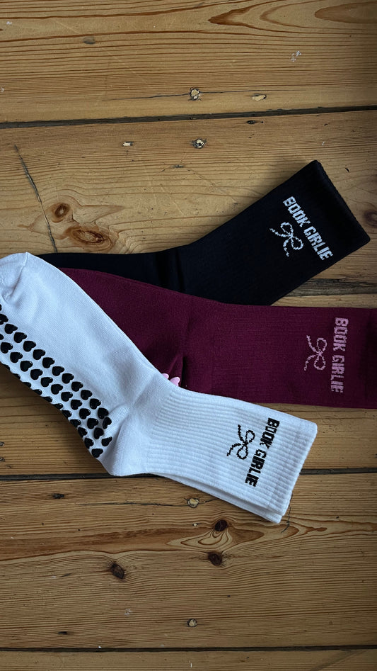 MIXED PACK PILATES GRIP SOCKS, BOOK GIRLIE