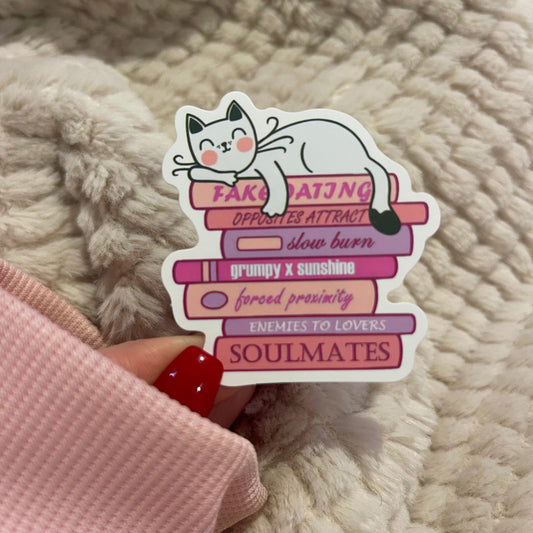 CAT BOOK STACK STICKER