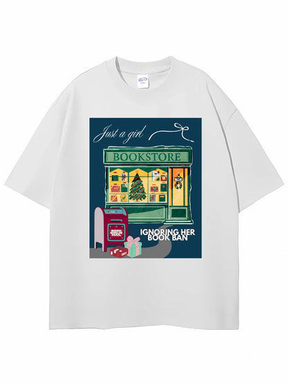 WHITE BOOKSTORE TEE, Bookmas TBR