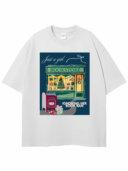 WHITE BOOKSTORE TEE, Bookmas TBR