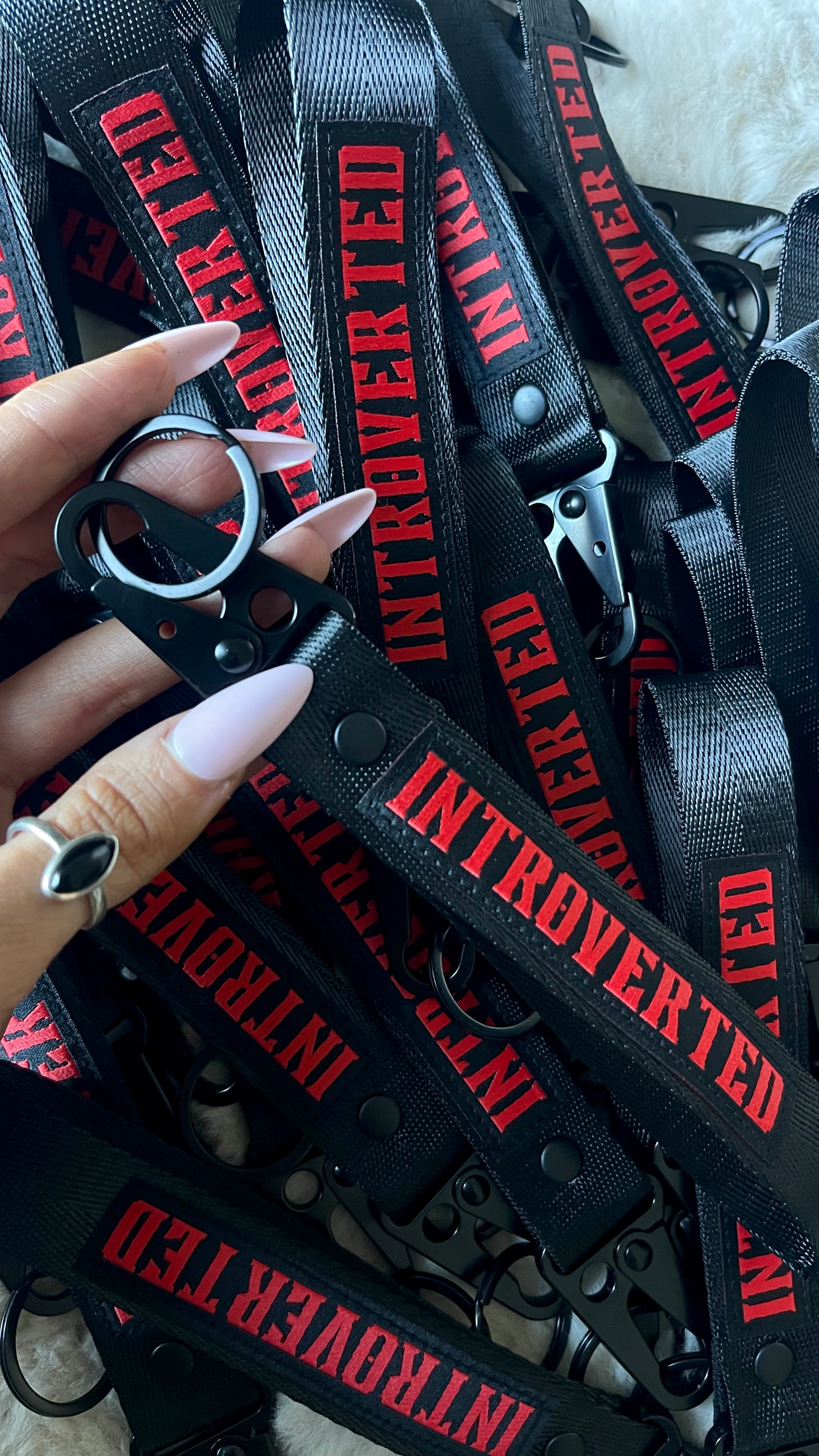 Introversion Ribbon RED INTROVERTED KEYCHAIN LANYARD – FOR THE INTROVERTS