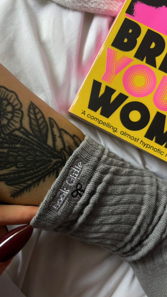 BOOK GIRLIE GREY SCRUNCH SOCKS