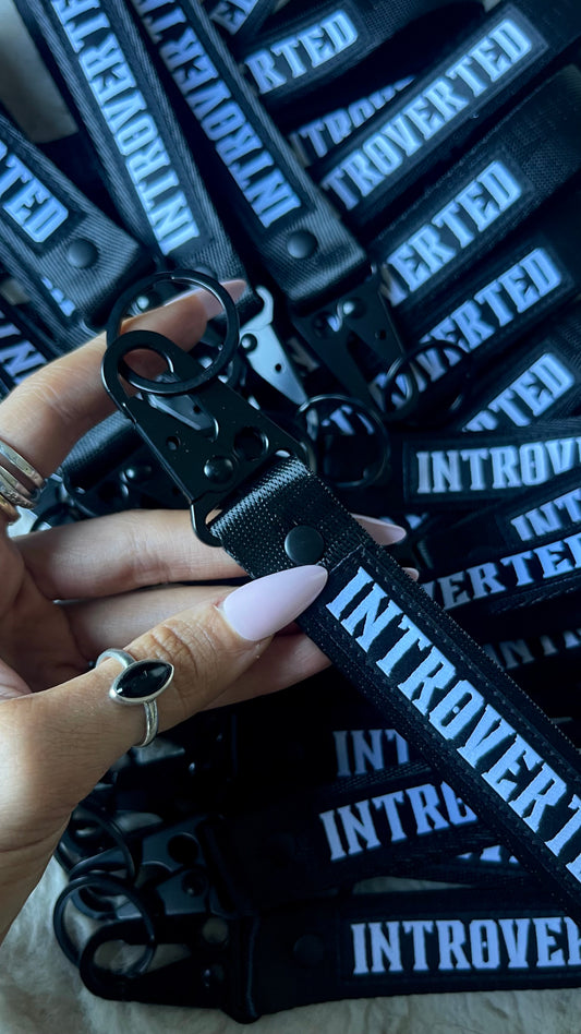 WHITE INTROVERTED KEYCHAIN LANYARD