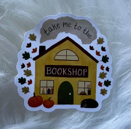 AUTUMNAL HALLOWEEN BOOK STORE STICKER