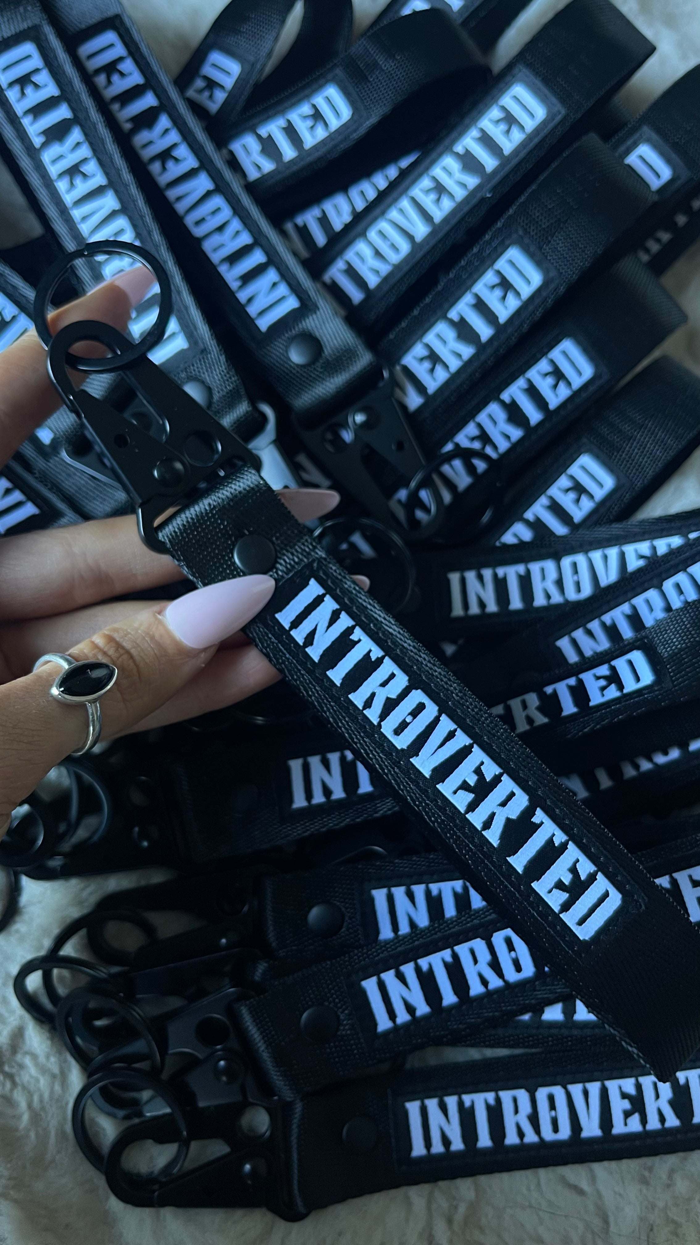 WHITE INTROVERTED KEYCHAIN LANYARD β FOR THE INTROVERTS