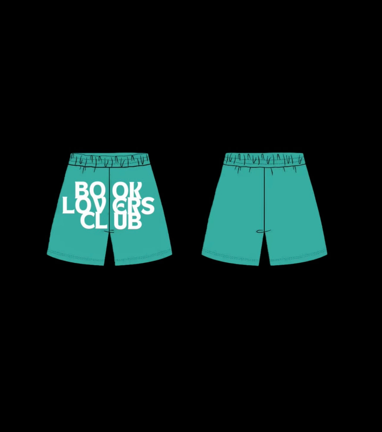 TURQUOISE GREEN BOOK LOVERS CLUB SUMMER SHORTS