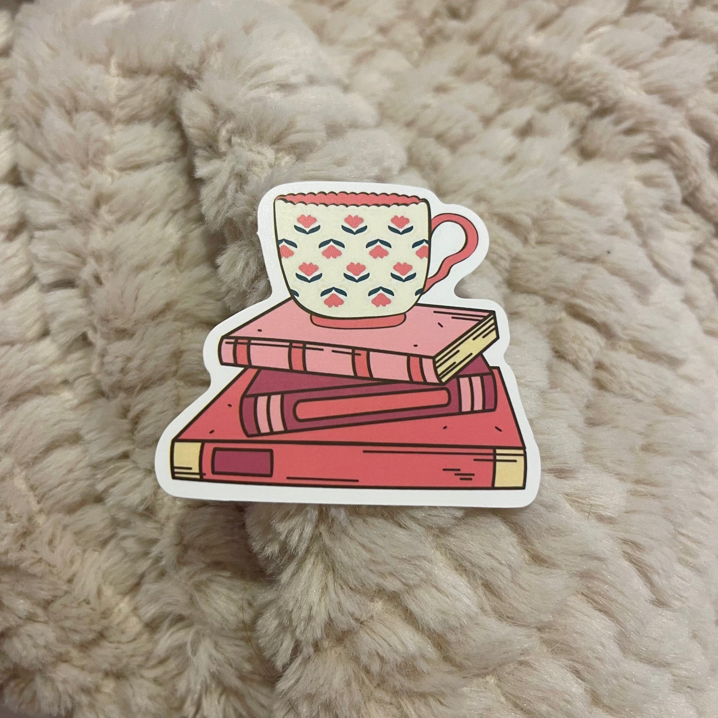 TEA & BOOK STACK BOOK STICKER