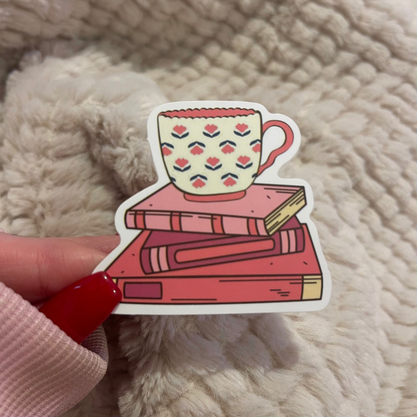 TEA & BOOK STACK BOOK STICKER